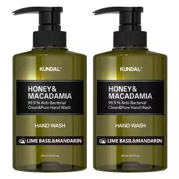 Kundal Honey & Macadamia Clean & Pure Hand Wash Lime Basil & Mandarin Fragrance, 2 packs, 258ml