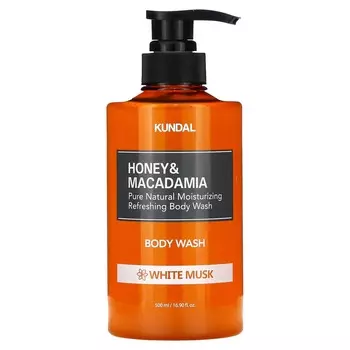 KUNDAL Honey & Macadamia, гель для душа, белый мускус, 16,90 жидких унций (500 мл)