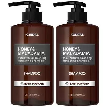 Kundal Honey & Macadamia Nature Shampoo Baby Powder Scent, 1.058L, 2 ea.