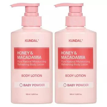 Kundal Honey & Macadamia Pure Body Lotion Baby Powder Fragrance, 500ml, 2 units