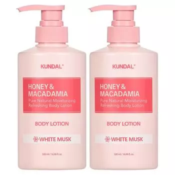 Kundal Honey & Macadamia Pure Body Lotion White Musk Fragrance, 500ml, 2 units