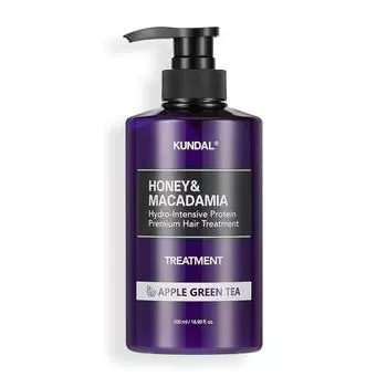 KUNDAL Лечение медом и макадамией #Яблочный зеленый чай (Старая версия.) 500мл