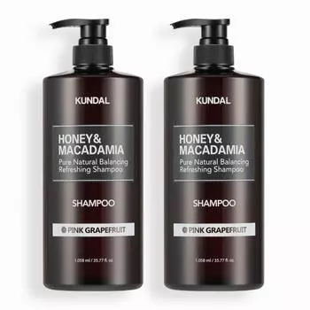 KUNDAL Набор шампуней Nature Shampoo Set of 2 Pink Grapefruit 1058 мл, корейская косметика с приятным ароматом