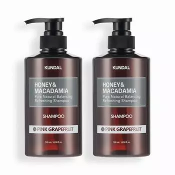 KUNDAL Набор шампуней Nature Shampoo Set of 2 Pink Grapefruit 500 мл, корейская косметика с приятным ароматом