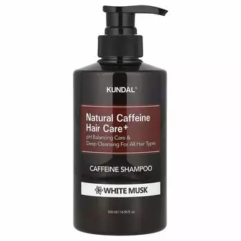 Kundal, Natural Caffeine Hair Care+, шампунь с кофеином, для всех типов волос, белый мускус, 16,9 жидких унций (500 мл)