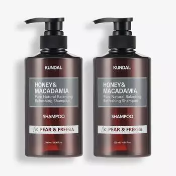 Kundal Nature Shampoo 2 Piece Set Pear & Freesia 500ml, корейская косметика с приятным ароматом