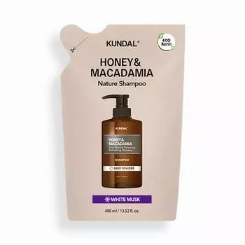 KUNDAL Nature Shampoo Refill Pack White Musk 400 мл, корейская косметика с приятным ароматом