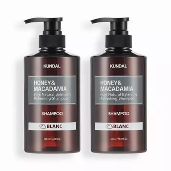 Kundal Nature Shampoo Set of 2 Blanc 500ml, корейская косметика с приятным ароматом