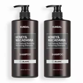 KUNDAL Nature Shampoo Set of 2 Blanc 1058ml, корейская косметика с приятным ароматом
