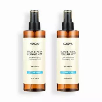 Kundal Perfume Room & Fabric Дезодорант для тканей, набор из 2 предметов, чистое мыло, 300 мл, корейская косметика с хорошим ароматом