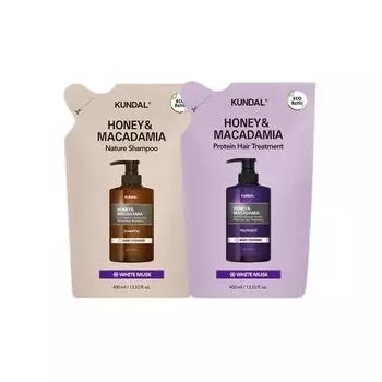 kundal premium hair care refill set shampoo refill 400ml & treatment refill 400ml white musk premium hair care special refill set shampoo refill pack