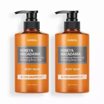 KUNDAL Pure Body Wash 2 Piece Set Pink Grapefruit 500ml, корейская косметика с приятным ароматом