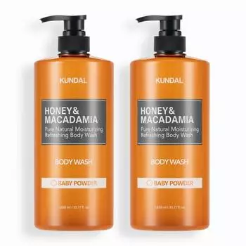 Kundal Pure Body Wash 2 Piece Set Baby Powder 1058ml, корейская косметика с приятным ароматом