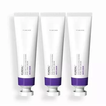 KUNDAL Pure Hand Cream 3-х компонентный набор White Musk 50 мл, корейская косметика с приятным ароматом