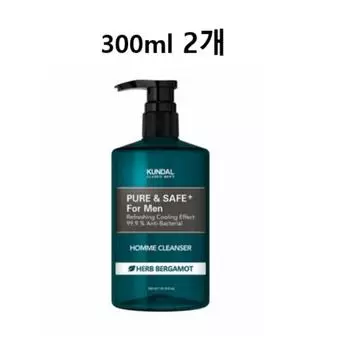 Kundal Pure & Safe Охлаждающее очищающее средство для мужчин с ароматом бергамота, 600 мл, 1 шт.