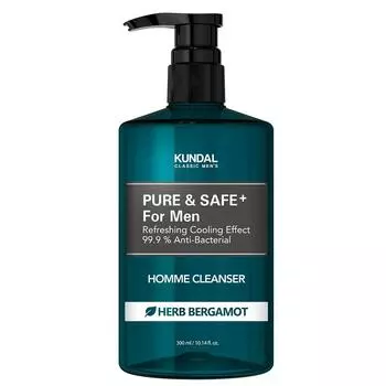 Kundal Pure & Safe Охлаждающее очищающее средство для мужчин с ароматом бергамота, 300 мл, 1 шт.