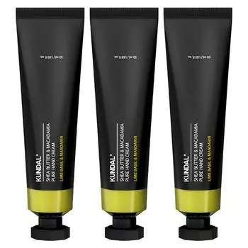 Kundal Shea Butter & Macadamia Pure Hand Cream Lime Basil & Mandarin, 50ml, 3 units