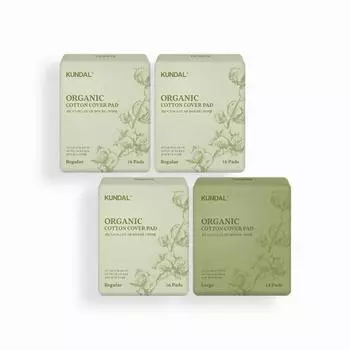 KUNDAL Гигиенические салфетки Signature Soft Cotton, среднего размера 16 шт., 3 листа + большого размера 14 шт., корейская косметика с приятным ароматом