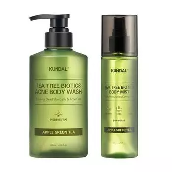 Kundal Tea Tree Biotics Clear Body Mist 200 мл + Acne Body Wash 500 мл, корейская косметика с приятным ароматом