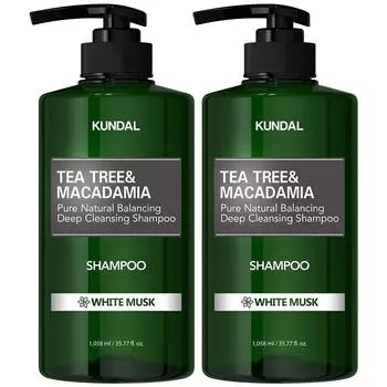 Kundal Tea Tree & Macadamia Deep Cleansing Shampoo White Musk Fragrance, 1.058L, 2 ea.