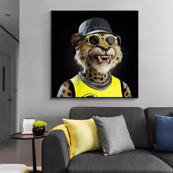 Кунг-фу воин животное фреска на забавном холсте Кондор Панда плакат и принты украшение для гостиной дома подарки 21cm30cm NoFrame