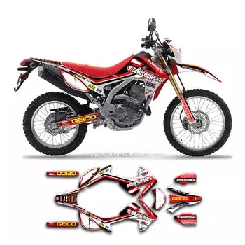 KUNGFU GRAPHICS DIRT BIKE Полный комплект виниловых наклеек для мотоцикла по бездорожью, совместимый с HONDA Honda CRF250L 2012 2013 2014 2015 2016 2017 2018 2019 2020 (черный