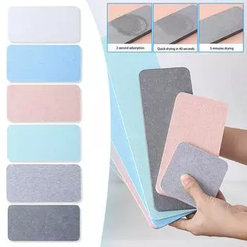 (Куниде) Бытовой диатомитовый абсорбирующий стол, быстросохнущий коврик для чашки, мыльница, кухонная стойка M-ildewProof, держатель для макияжа в ванной комнате, 16x8 см One Size темно-серого