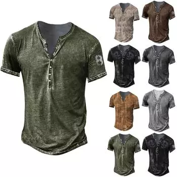 (Куниде) Мужская модная футболка с коротким рукавом и вышивкой с коротким рукавом и принтом на весну и лето XXXXL серый