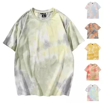 (Куниде) Мужская весенне-летняя клубная повседневная футболка с короткими рукавами и принтом тай-дай