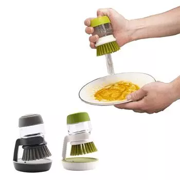 (Куниде) Щетка для мытья посуды Щетка для мытья посуды с дозатором мыла для чистки кастрюли, кастрюли, раковины One Size серый