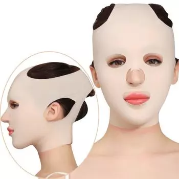 (Куниде) Тонкая маска для лица с V-образным вырезом для лица, формирование сна, лифтинг и подтяжка лица, повязка на двойной подбородок, пряжка One Size белый