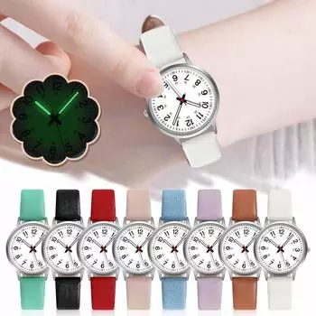 (Куниде) Женские часы с кварцевым циферблатом, цифровые часы со светящимся указателем, часы для женщин и девочек One Size красный