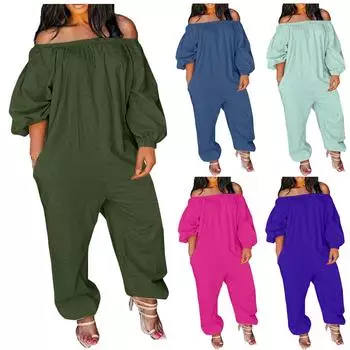 (Куниде) Женские повседневные эластичные однолинейные комбинезоны с девятью манжетами больших размеров, широкие шорты, комбинезоны (S-4XL) L розовый