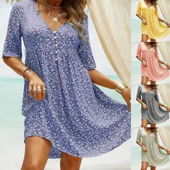 (Куниде) Женское повседневное платье, платье с пуговицами, религиозная традиция, этническая свободная расклешенная юбка, платье трапециевидной формы S красный