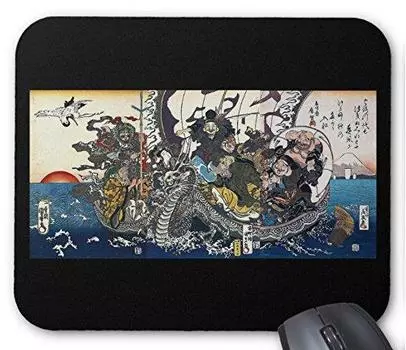 Kuniyoshi Eisen Kunisada Ship Carrying the Seven Lucky Mouse Photo Pad Utagawa, Keisai, Utagawa s Treasure Gods Pad (Ukiyo-e Series) (A Black)