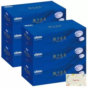 Kunutonn Crecia Kleenex Skin Ururu Tissue Lotion Tissue Bonus Original 408 Sheets x 3 Boxes x 2 Packs + Logo, (204 Pairs)
