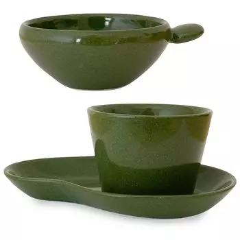 Кофейная чашка-капельница Kunzan Kiln, блюдце, посуда Hasami, сделано в Японии, зеленая J-kitchens & зелёный