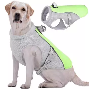 Kuoser Dog Cooling Cool Summer Охлаждающая сетка Охлаждение Тепловой удар Лето Насекомое Легко надевать и брать с собой Выход на улицу Зеленый L Жилет, Жилет, Жилет, Ткань,