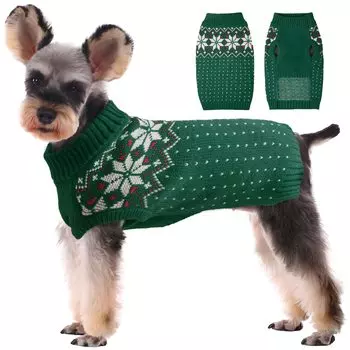 Kuoser Dog Dog Cat Маленькая собака Средняя собака Холодная собака Pet Стандарт Высокий ворот Легко для маленьких Холодная Святая Новая зеленая Одежда, Осень/Зима, Свитер, Одежда,