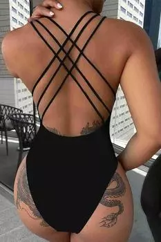 Купальник Angelsin с низкой спиной и перекрестными деталями, черный