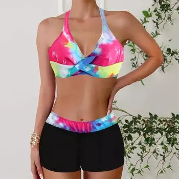 Купальник без рукавов, женский купальник, сексуальный комплект бикини, комплект из двух предметов, бикини с высокой талией, полосатый купальный костюм, женский бикини XS синий