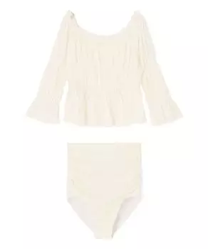 Купальник бикини комплект купальник с рукавами-фонариками белый [Sanai Paradise] 3-х частей 55-53-5-1067 женский белый