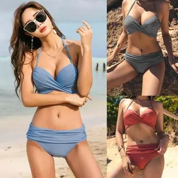 Купальник-бикини, комплект купальников, женские мягкие стринги, купальный костюм, бразильский купальный костюм, летний для женщин