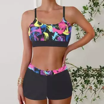 Купальник бикини с принтом, двухсекционный купальник, купальники для женщин, пляжная одежда, купальный костюм XS-8XL XS красный