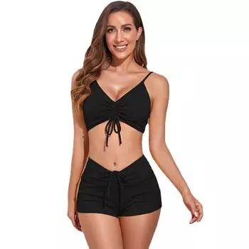 Купальник-бикини в тонкую полоску, купальник-боксер, женский купальник для фитнеса, йоги, бикини S