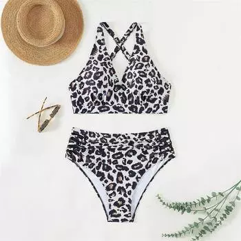 Купальник-бикини, женские стринги с высокой талией, новый сексуальный комплект бикини на бретельках, купальный костюм для женщин, летняя пляжная одежда с открытой спиной 1XL чёрный