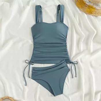 Бикини новый женский купальник танкини купальники цельный комплект бикини сексуальный купальный костюм стринги женский для летнего пляжа бикини из двух частей S чёрный