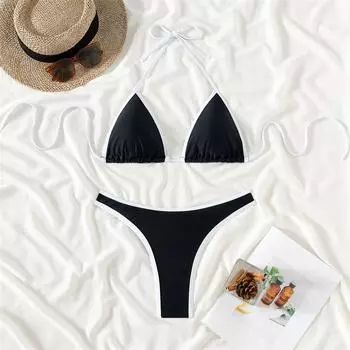 Купальник бикини женский купальный костюм на бретельках новый сплошной комплект бикини со шнуровкой сексуальный летний пляжный купальный костюм для женщин из двух частей S розы красного