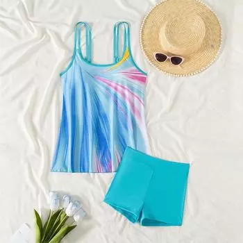 Купальник бикини женский, закрывающий живот, купальник с принтом, бикини, комплект, сексуальный, с открытой спиной, танкини, купальный костюм, женский, пляжный, из двух частей S