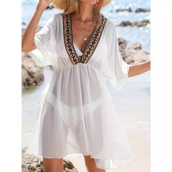 Купальник большого размера для женщин, пляжная одежда, сексуальная, обтягивающая, дышащая, сетчатая, солнцезащитная блузка для отдыха XL белый